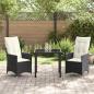 Preview: 3-teiliges Garten-Esszimmer set mit Kissen Schwarz Poly-Rattan