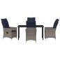 Preview: Tisch- und Stuhlset mit Kissen 5 pcs Grau PE-Rattan