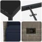 Preview: 3-teiliges Garten Esszimmer Set mit Kissen Grau Poly-Rattan, Gartentisch Schwarz 80x80x73 cm Temperglas