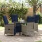 Preview: ARDEBO.de - 5-teilige Garten Essgruppe mit Kissen Grau Poly Rattan, Gartentisch Schwarz 80x80x73 cm Sicherheitsglas
