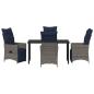 Preview: Tisch- und Stuhlset mit Kissen 5 pcs Grau PE-Rattan