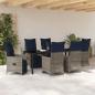 Preview: Tisch- und Stuhlset mit Kissen 7 pcs Grau PE-Rattan
