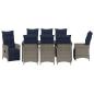 Preview: Tisch- und Stuhlset mit Kissen 9 pcs Grau PE-Rattan