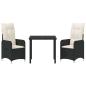 Preview: 3-teiliges Garten-Esszimmer Set mit Kissen Schwarz Poly Rattan