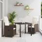 Preview: ARDEBO.de - 3-teiliges Garten-Esszimmer-Set mit Kissen Braun Poly Rattan