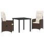 Preview: 3-teiliges Garten-Esszimmer-Set mit Kissen Braun Poly Rattan