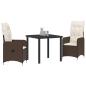 Preview: 3-teiliges Garten-Esszimmer-Set mit Kissen Braun Poly Rattan