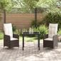 Preview: 3-teiliges Garten-Esszimmer-Set mit Kissen Braun Poly Rattan
