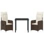 Preview: 3-teiliges Garten-Esszimmer-Set mit Kissen Braun Poly Rattan