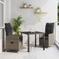 Preview: ARDEBO.de - 3-teiliges Garten-Esszimmer-Set mit Kissen Grau Poly Rattan