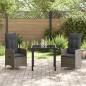 Preview: 3-teiliges Garten-Esszimmer-Set mit Kissen Grau Poly Rattan