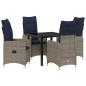 Preview: 5-teiliges Garten-Dining-Set mit Kissen Schwarzes Poly Rattan