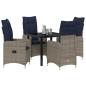 Preview: 5-teiliges Garten-Dining-Set mit Kissen Schwarzes Poly Rattan
