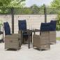 Preview: 5-teiliges Garten-Dining-Set mit Kissen Schwarzes Poly Rattan
