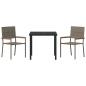 Preview: 3-teilige Garten Essgruppe Grau Poly Rattan