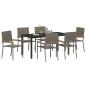 Preview: 7-teiliges Garten Essset Grau Poly Rattan