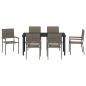 Preview: 7-teiliges Garten Essset Grau Poly Rattan