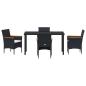 Preview: Garten Essgruppe mit Kissen 5 pcs Schwarz Poly-Rattan