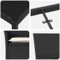 Preview: 3-teiliges Garten Essset mit Kissen Schwarz Poly Rattan, Gartentisch Schwarz 80x80x73 cm Temperiertes Glas