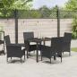 Preview: 5-teiliges Garten-Dining-Set mit Kissen Schwarzes Poly-Rattan, Gartentisch Schwarz 80x80x73 cm Sicherheitsglas