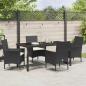 Preview: 5-teiliges Garten-Essgruppe mit Kissen Schwarz Poly Rattan, Gartentisch Schwarz 160x80x73 cm Temperede Glass