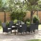 Preview: ARDEBO.de - 7 Teile Garten Essset mit Kissen Schwarz Poly Rattan, Gartentisch Schwarz 160x80x73 cm Gehärtetes Glas