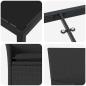 Preview: 7-teiliges Garten Esstisch Set mit Kissen schwarzes Poly-Rattan, Gartentisch Schwarz 160x80x73 cm Sicherheitsglas