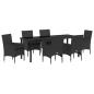 Preview: Garten Essgruppe 7 stk. Schwarz Poly-Rattan