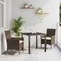 Preview: ARDEBO.de - 3-teilige Garten Essgruppe mit Kissen Braun Poly Rattan, Gartentisch Schwarz 80x80x73 cm Tempered Glass
