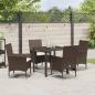 Preview: 5-teilige Garten Essgruppe mit Kissen Braunes Poly Rattan, Gartentisch Schwarz 80x80x73 cm Sicherheitsglas