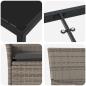 Preview: 5-teiliges Garten-Essset mit Kissen Grau Poly Rattan, Gartentisch Schwarz 80x80x73 cm Tempered Glass