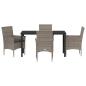 Preview: Garten Essgruppe mit Kissen 5 pcs Grau Poly-Rattan
