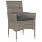 Preview: 7-teilige Garten Essgruppe mit Kissen Graues Poly Rattan, Gartentisch Schwarz 200x80x73 cm Gehärtetes Glas