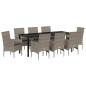 Preview: Garten Essgruppe 9 stk. Grau Poly-Rattan