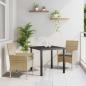 Preview: ARDEBO.de - 3-Teiliges Garten Essset mit Kissen Beige Poly-Rattan, Gartentisch Schwarz 80x80x73 cm Sicherheitsglas