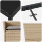 Preview: 3-Teiliges Garten Essset mit Kissen Beige Poly-Rattan, Gartentisch Schwarz 80x80x73 cm Sicherheitsglas