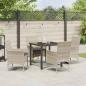 Preview: 5-teilige Garten Essgruppe mit Kissen Hellgraue Poly Rattan, Gartentisch Schwarz 80x80x73 cm Tempered Glass