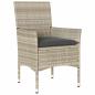 Preview: 5-teilige Garten Essgruppe mit Kissen Hellgraue Poly Rattan, Gartentisch Schwarz 80x80x73 cm Tempered Glass