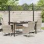 Preview: 5-teiliges Garten Ess-Set mit Kissen in Hellgrau - Poly-Rattan, Gartentisch in Schwarz 160x80x73 cm mit Sicherheitsglas