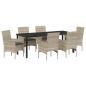 Preview: Garten Essgruppe 7 stk. Hellgrau Poly-Rattan