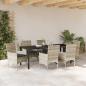 Preview: Garten Essgruppe 7 stk. Hellgrau Poly-Rattan