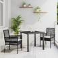 Preview: ARDEBO.de - 3-teiliges Garten Esszimmer Set mit Kissen in Schwarz Poly Rattan