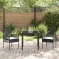 Preview: 3-teiliges Garten Esszimmer Set mit Kissen in Schwarz Poly Rattan
