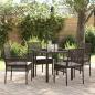 Preview: ARDEBO.de - 5-teiliges Garten Esszimmer Set mit Kissen Braun Poly Rattan