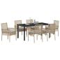 Preview: 7-teiliges Garten Essset mit Kissen Beige Poly Rattan