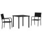 Preview: 3-teiliges Garten-Ess-Set Schwarz Poly-Rattan