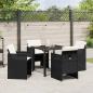 Preview: 5-teiliges Garten Esstisch Set mit Kissen Schwarz Poly-Rattan