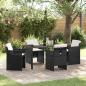 Preview: ARDEBO.de - 5-teiliges Garten-Essset mit Kissen Schwarz Poly-Rattan