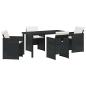 Preview: 5-teiliges Garten-Essset mit Kissen Schwarz Poly-Rattan