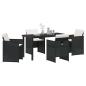 Preview: 5-teiliges Garten-Essset mit Kissen Schwarz Poly-Rattan
